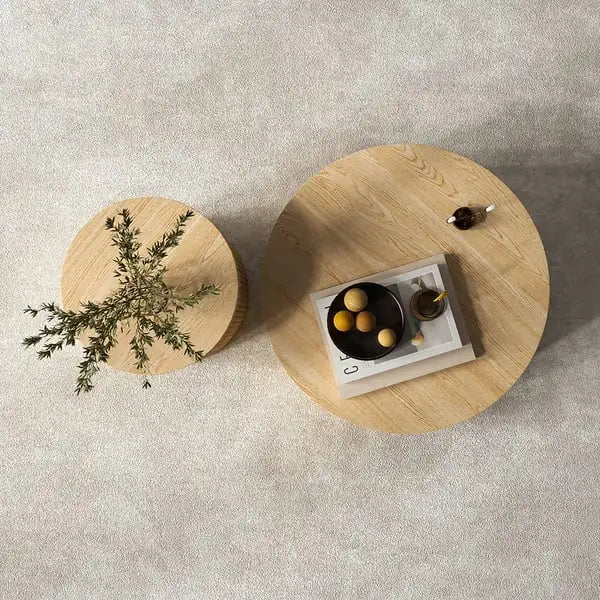 Elegant Fluted Barrel Oak Coffee Table with Storage for Modern Living Rooms