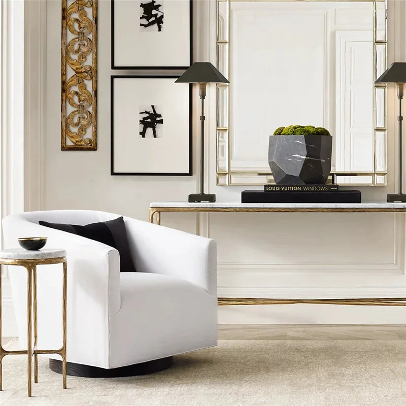 Customizable Modern Marble Top Side Table with Metal Legs for Home & Hotel