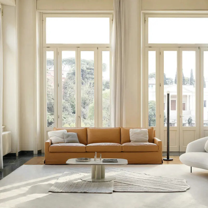 Chic Italian Faux Leather Convertible Sleeper Sofa for Modern Living Rooms