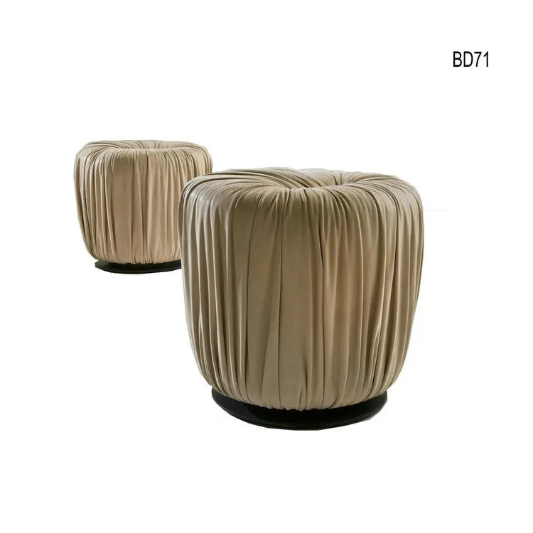 Luxury Velvet Round Pouf Ottoman, Modern Adjustable Color Bench