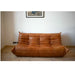 Luxury Modern Vintage 3-Seater Genuine Brown Leather Modular Living Room Sofa
