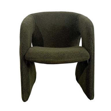 Modern Green Wool Dining Chair with Metal Legs, Gentle Slope Back Design