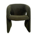 Modern Green Wool Dining Chair with Metal Legs, Gentle Slope Back Design