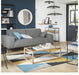 Modern Solid Oak Wood Glass Top Coffee Table for Contemporary Living Room