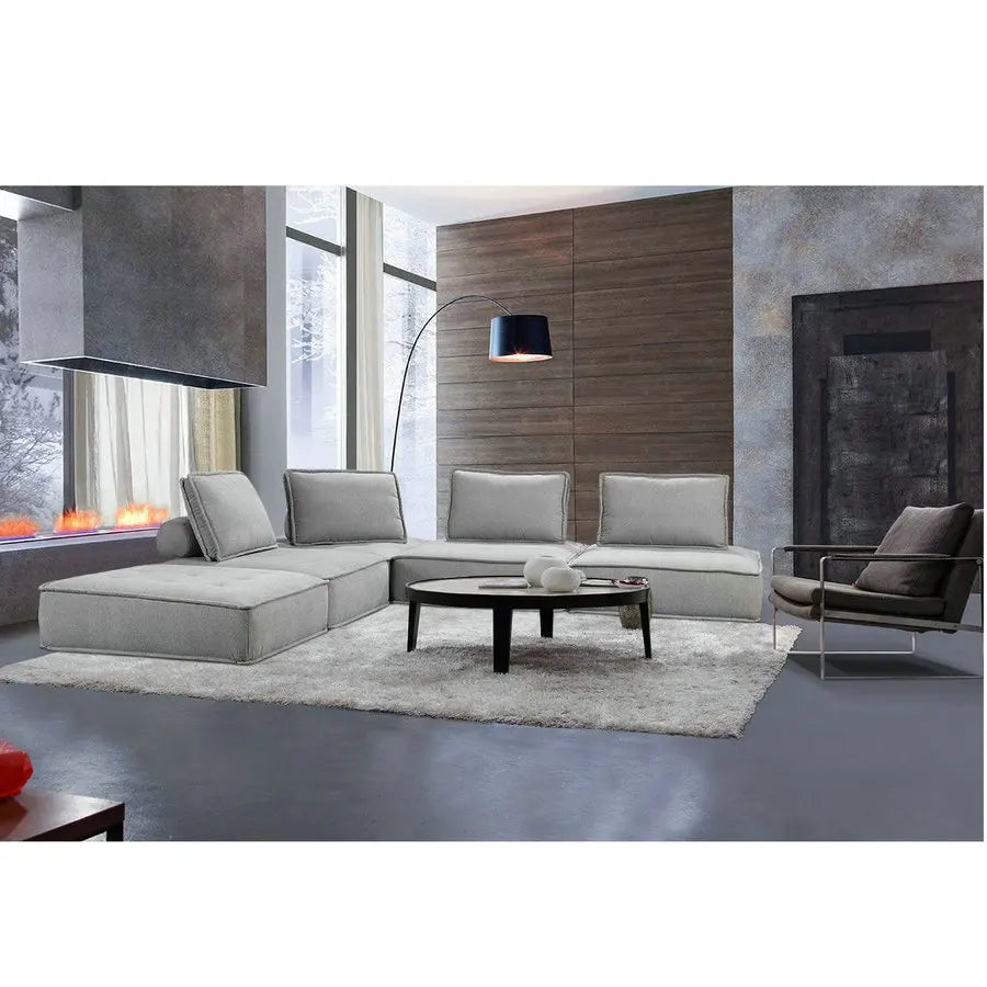 Contemporary Modular Fabric Sectional Sofa with Removable Backrests for Living Room