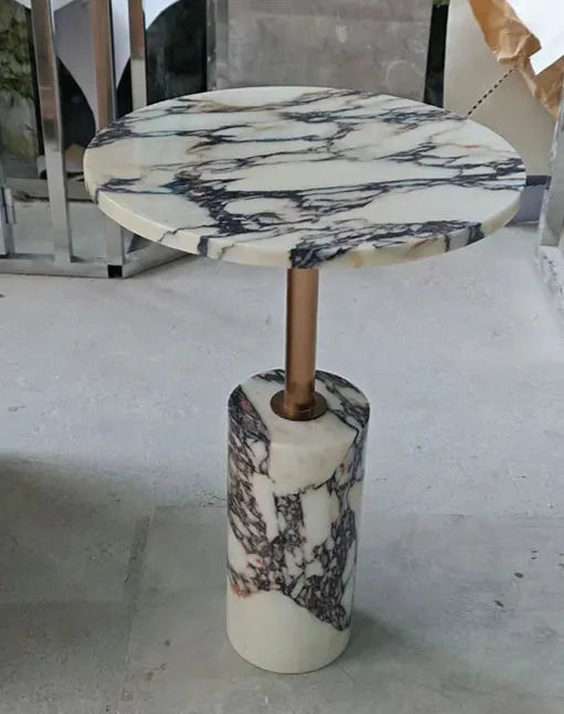 Tostone Modern Calacatta Viola Marble Side Table - Durable Living Room Accent