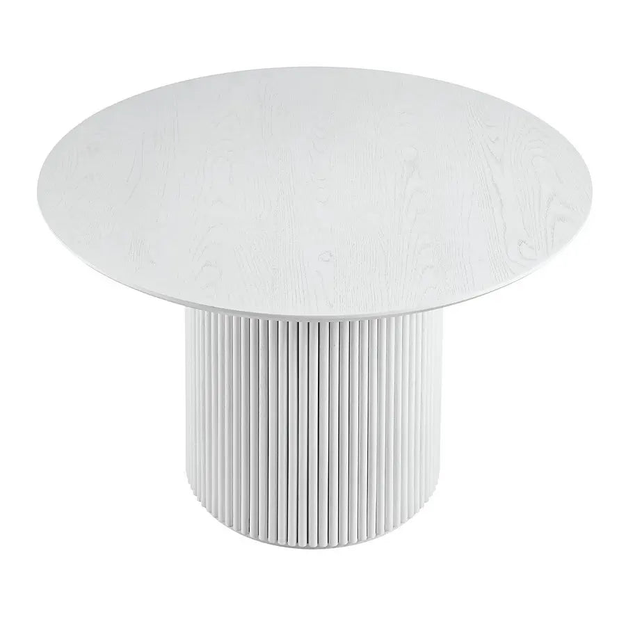 Round Solid Oak Wood Pedestal Dining Table - Natural Finish for Kitchen & Cafe