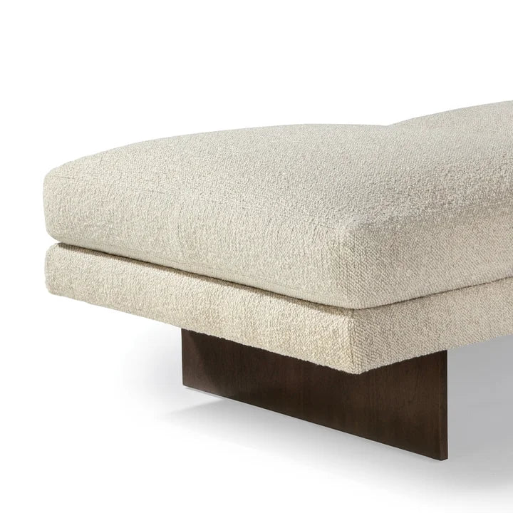 Elegant Two-Cushion Boucle Ottoman Bench Seat with Solid Oak Wood Frame