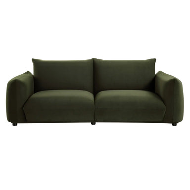 Luxurious Moss Green Velvet Three-Seater Sofa - Modern Minimalist Living Room Comfort