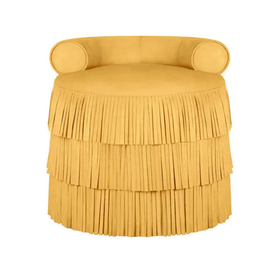 Modern Round Suede Fringe Ottoman Velvet Tassel Pouf Stool Living Room