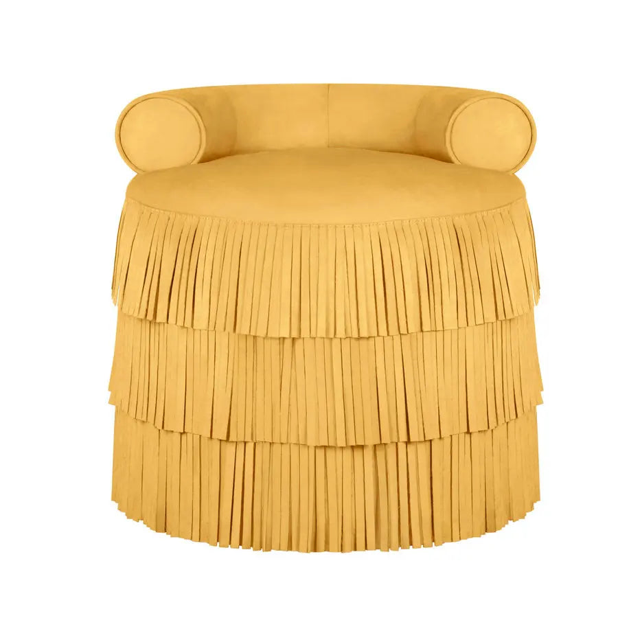Modern Round Suede Fringe Ottoman Velvet Tassel Pouf Stool Living Room
