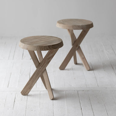 Mid-Century Vintage Reclaimed Wood Multifunctional Side Table, End Table, Stool