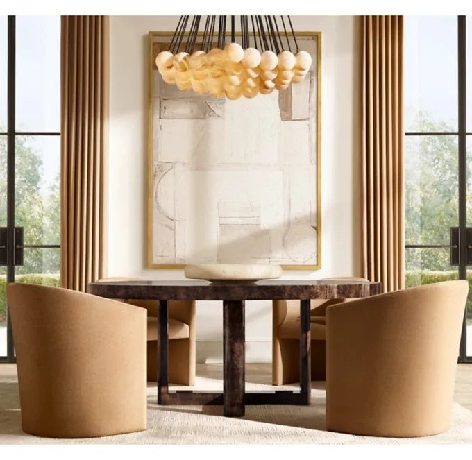 Handcrafted Solid Oak Wood Modern Round Dining Table - Customizable Sizes