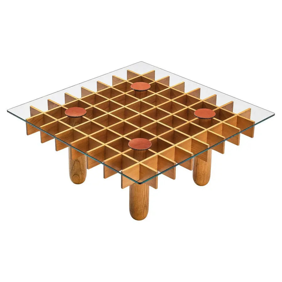 Sleek Japanese Style Wood Glass Living Room Coffee Table