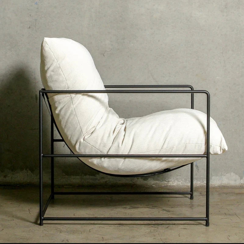 Modern Metal Frame Corduroy Chaise Lounge Chair: Stylish Living Room Seating