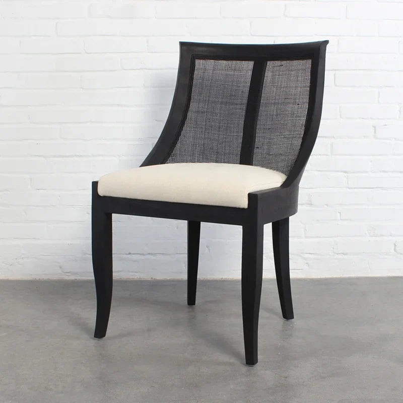 Solid Oak French Style Dining Chair with Rattan Cane Back