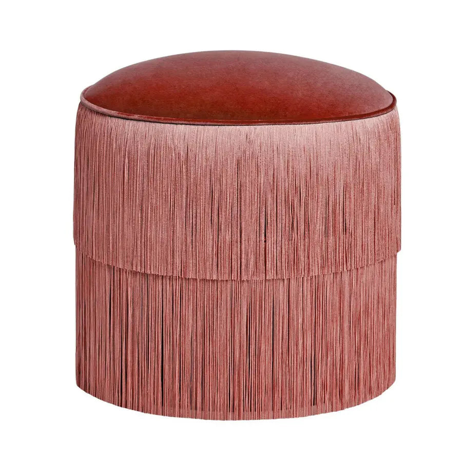 High-End Velvet Round Ottoman Fringed Foot Stool Tassels Living Room