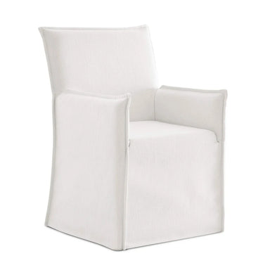 Elegant White Linen Slipcover Dining Armchair Modern Classic Wood Frame Comfort