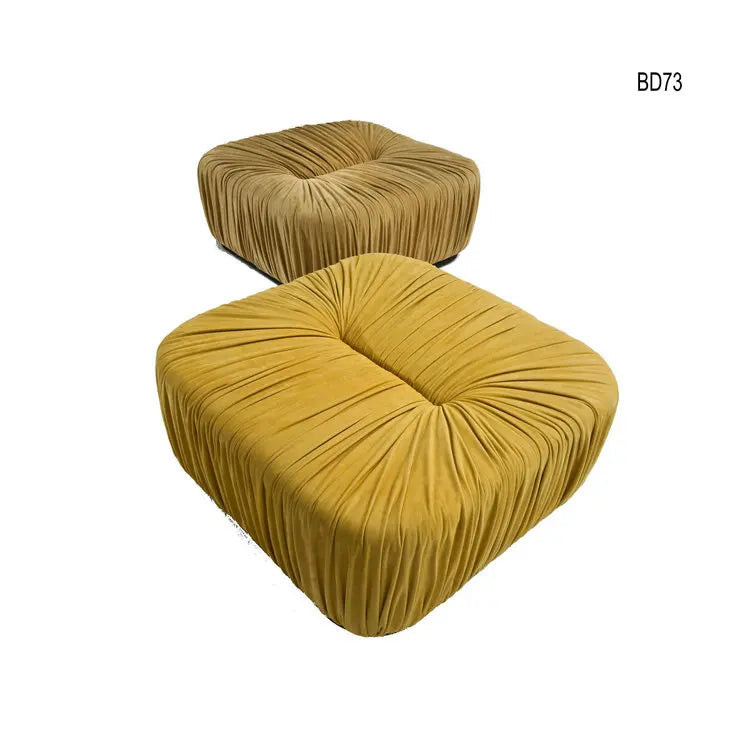 Luxury Velvet Round Pouf Ottoman, Modern Adjustable Color Bench