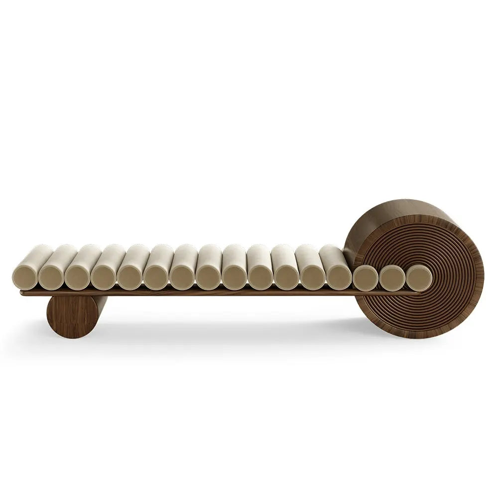 Modern Solid Wood Long Bench - Velvet & Leather Daybed Ottoman