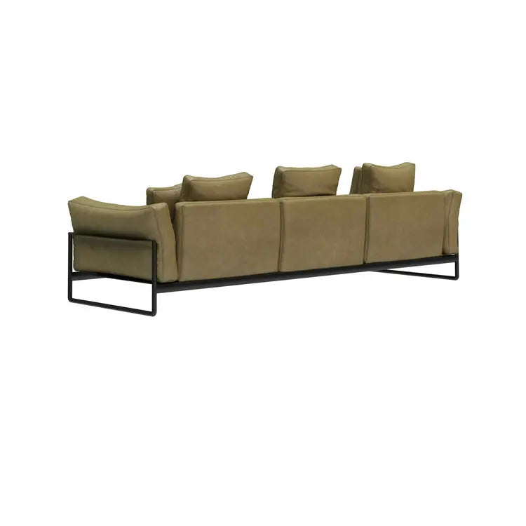 Luxurious Italian White Genuine Leather Modern 3-Seater Sectional Sofa Set