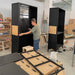 Elegant Black Oak Glass Display Cabinet for Living Room Storage & Decor
