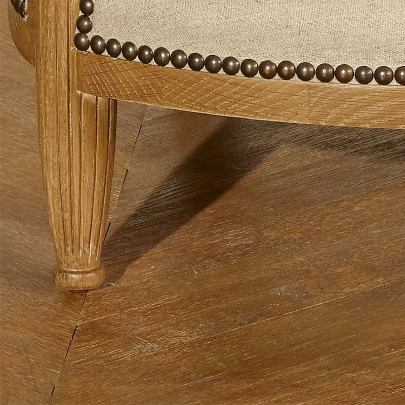 Retro Solid Oak Leisure Chair with Round Back, Unique Shell Design