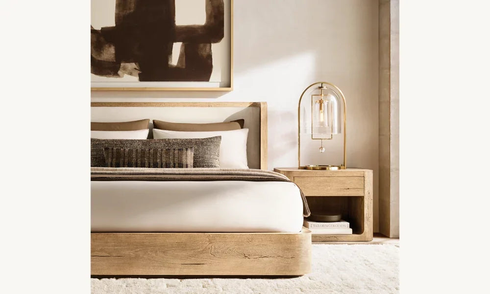 Luxury Customizable Oak Wood Nightstand with Plush Finish for Modern Bedrooms