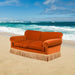 Mid-Century American Rust Velvet Fringed Sofa for Elegant Living Spaces