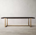 American Rustic Solid Oak Wood Dining Table, Forged Craftsmanship, Custom Sizes