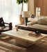 Elegant Italian Minimalist Beige Travertine Square Coffee Table for Luxury Living Room
