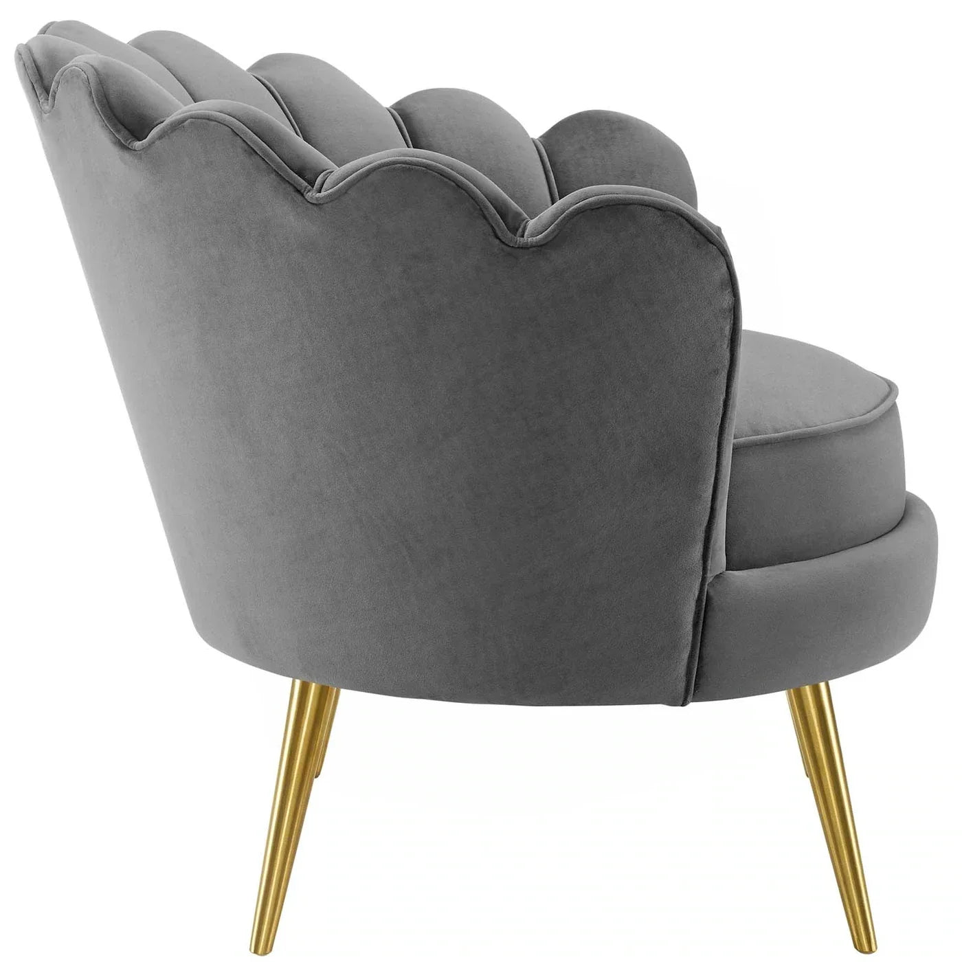 Elegant Italian Velvet Scallop Accent Armchair for Comfy Living Room Leisure