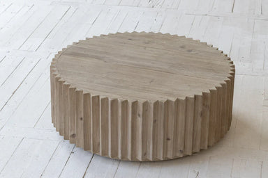 Elegant Round Wooden Coffee Table - Designer Solid Pine Centerpiece Furniture
