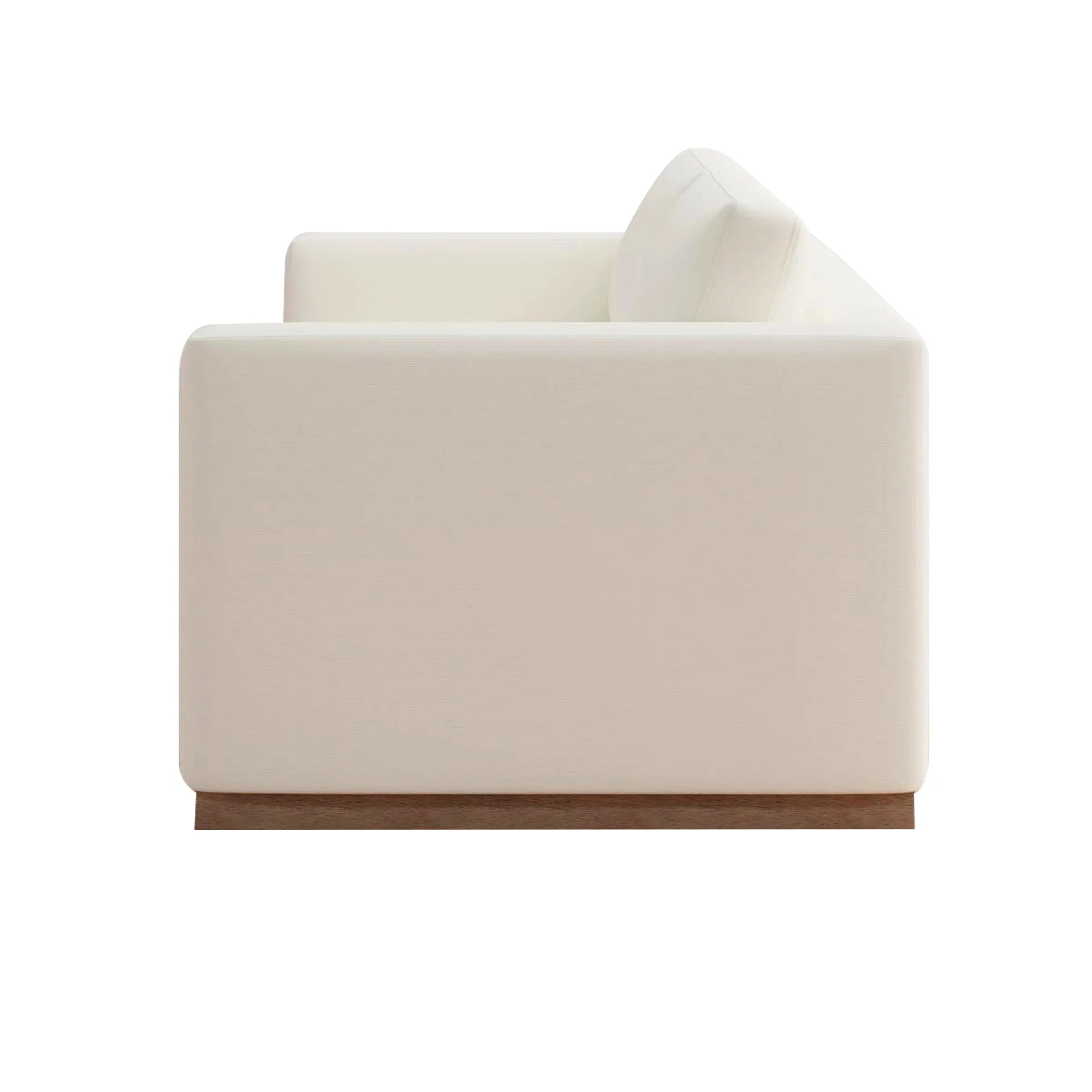 Chic Slim Arm Sleeper Sofa, White Linen Upholstery, Solid Wood Base