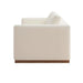 Chic Slim Arm Sleeper Sofa, White Linen Upholstery, Solid Wood Base
