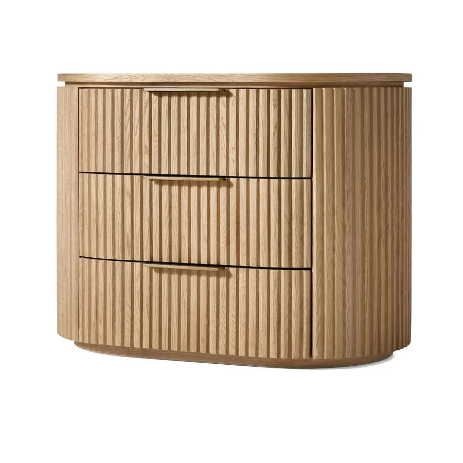 Modern Luxury Solid Wood Burl 3-Drawer Nightstand with Ample Storage