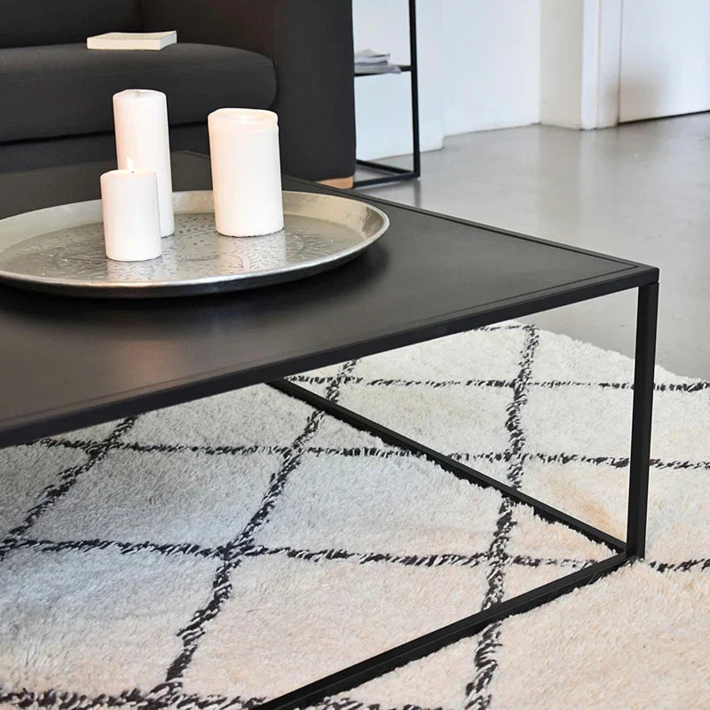 Sleek Modern Black Metal Square Coffee Table for Stylish Living Rooms