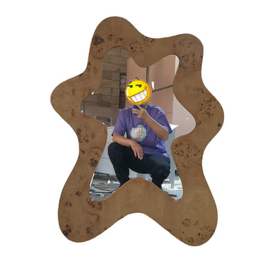 Elegant Modern Wood Burl Veneer Frame Full-Length Floor & Wall Mirror