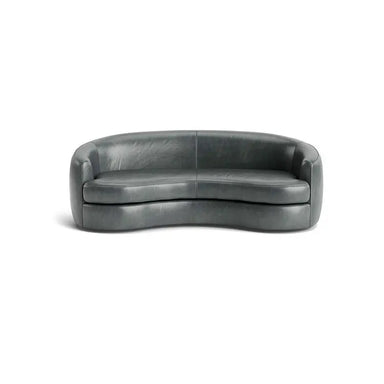 Luxurious Modern Curved Sofa Couch, Premium Synthetic Leather, Solid Wood Frame