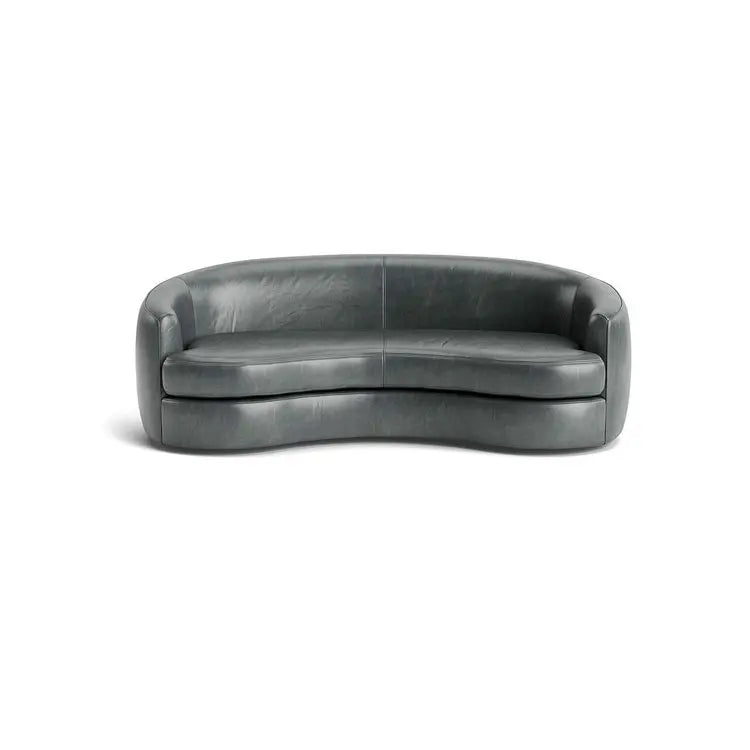 Luxurious Modern Curved Sofa Couch, Premium Synthetic Leather, Solid Wood Frame