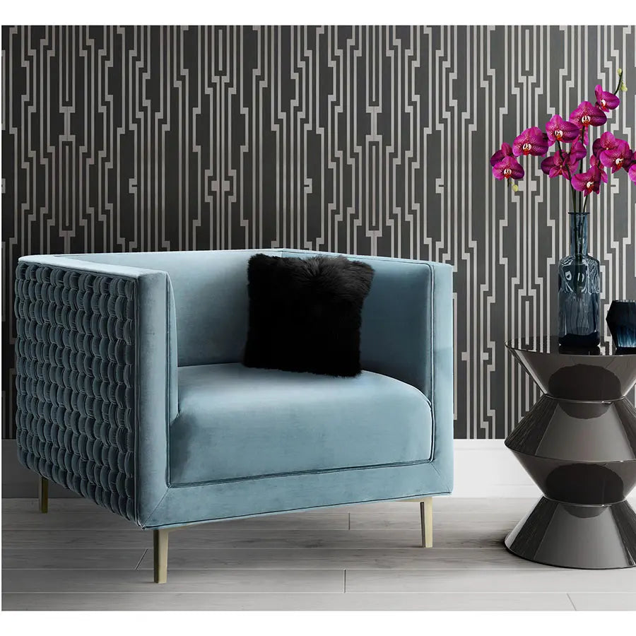 Elegant Gray Velvet Upholstered Modern Accent Arm Chair for Living Room Dining