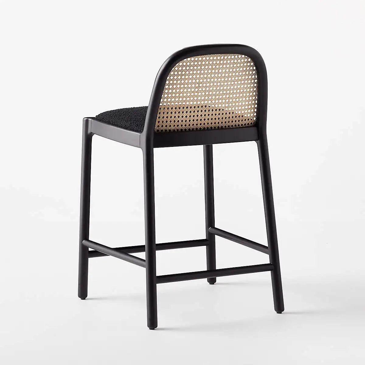 Modern Wooden Cane Rattan Bar Stool - Stylish Kitchen Counter Chair