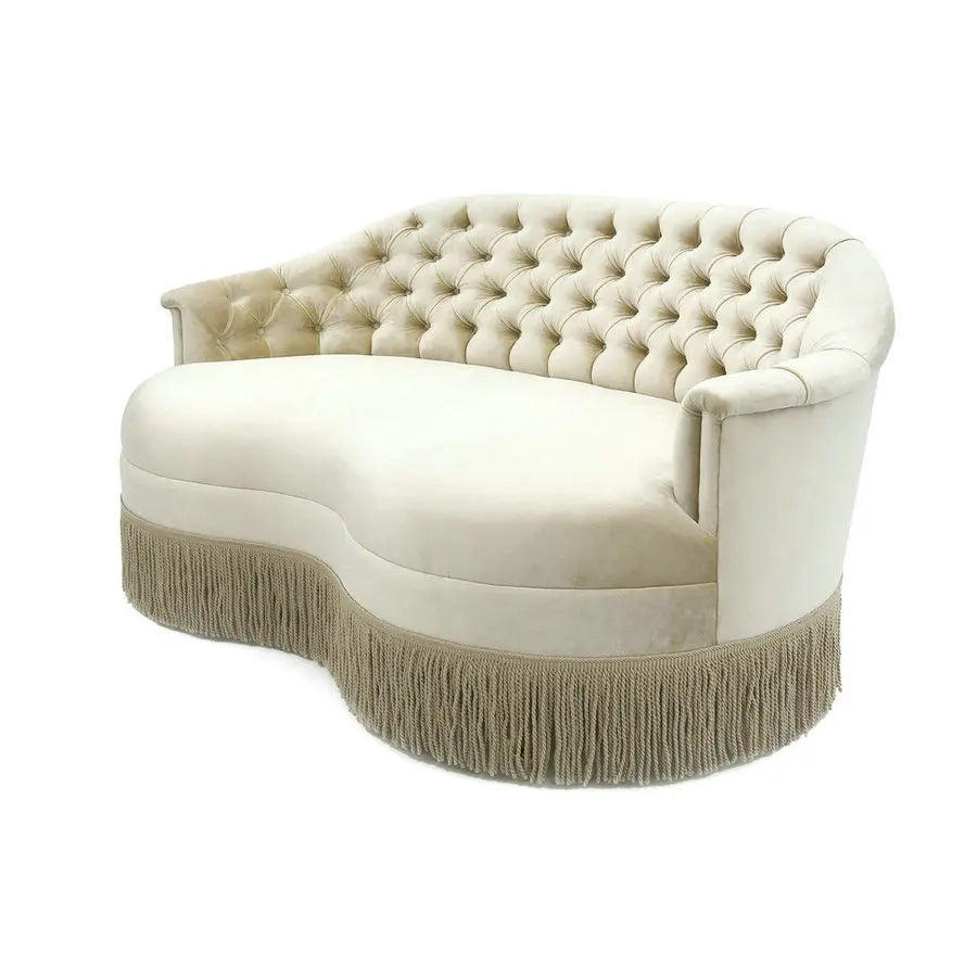 Retro Velvet Fringed Buttoned PU Leather Elegant Living Room Sofa Set