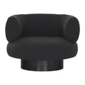 Modern Black Boucle Swivel Accent Chair: Stylish Velvet Oak Living Room Sofa