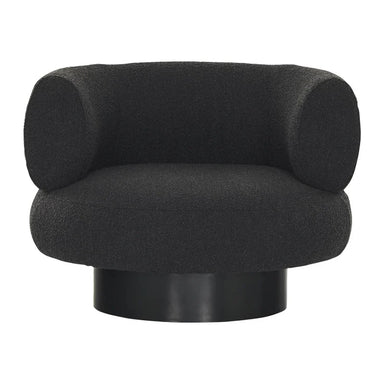 Modern Black Boucle Swivel Accent Chair: Stylish Velvet Oak Living Room Sofa