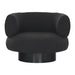 Modern Black Boucle Swivel Accent Chair: Stylish Velvet Oak Living Room Sofa
