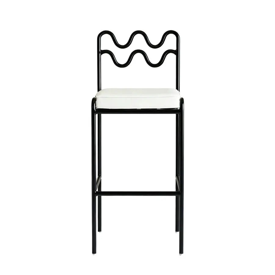 Elegant Mid-Century Modern Metal Wave Bar Stool for Kitchen & Bar