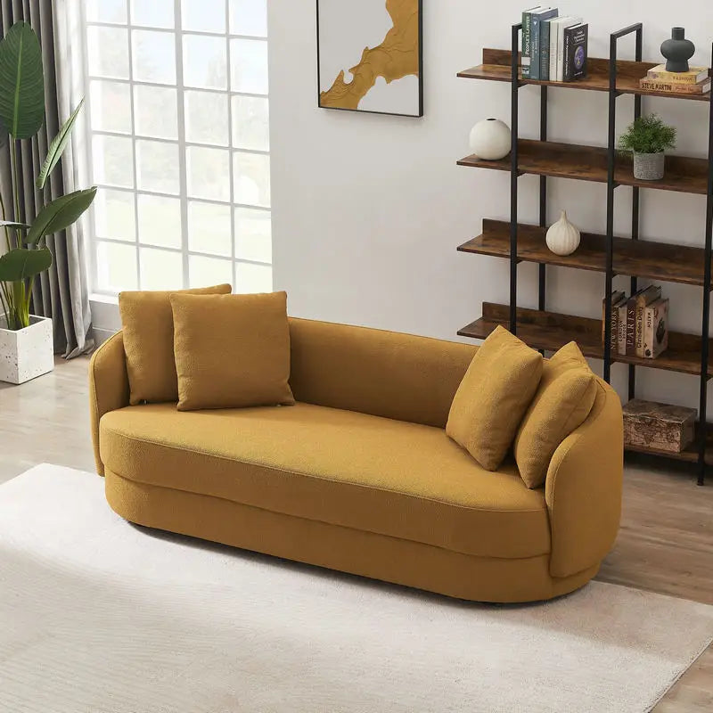 Luxurious White Boucle Curved 3-Seater Cloud Living Room Sofa