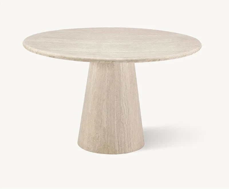 Sophisticated Beige Travertine Round Dining Table for Modern Kitchens and Homes