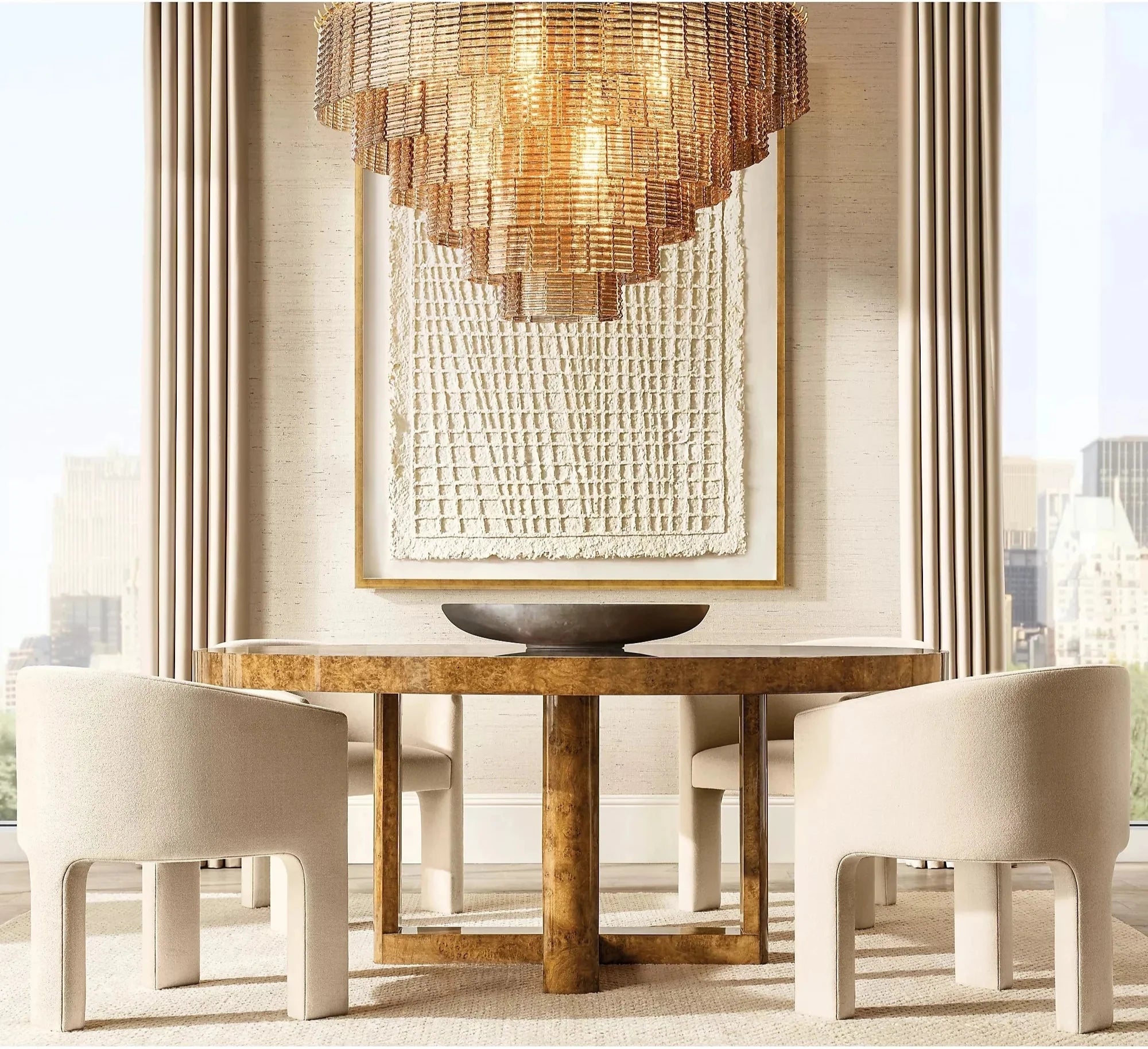 Elegant Burr Wood Dining Table: Modern Commercial & Home Restaurant Furniture